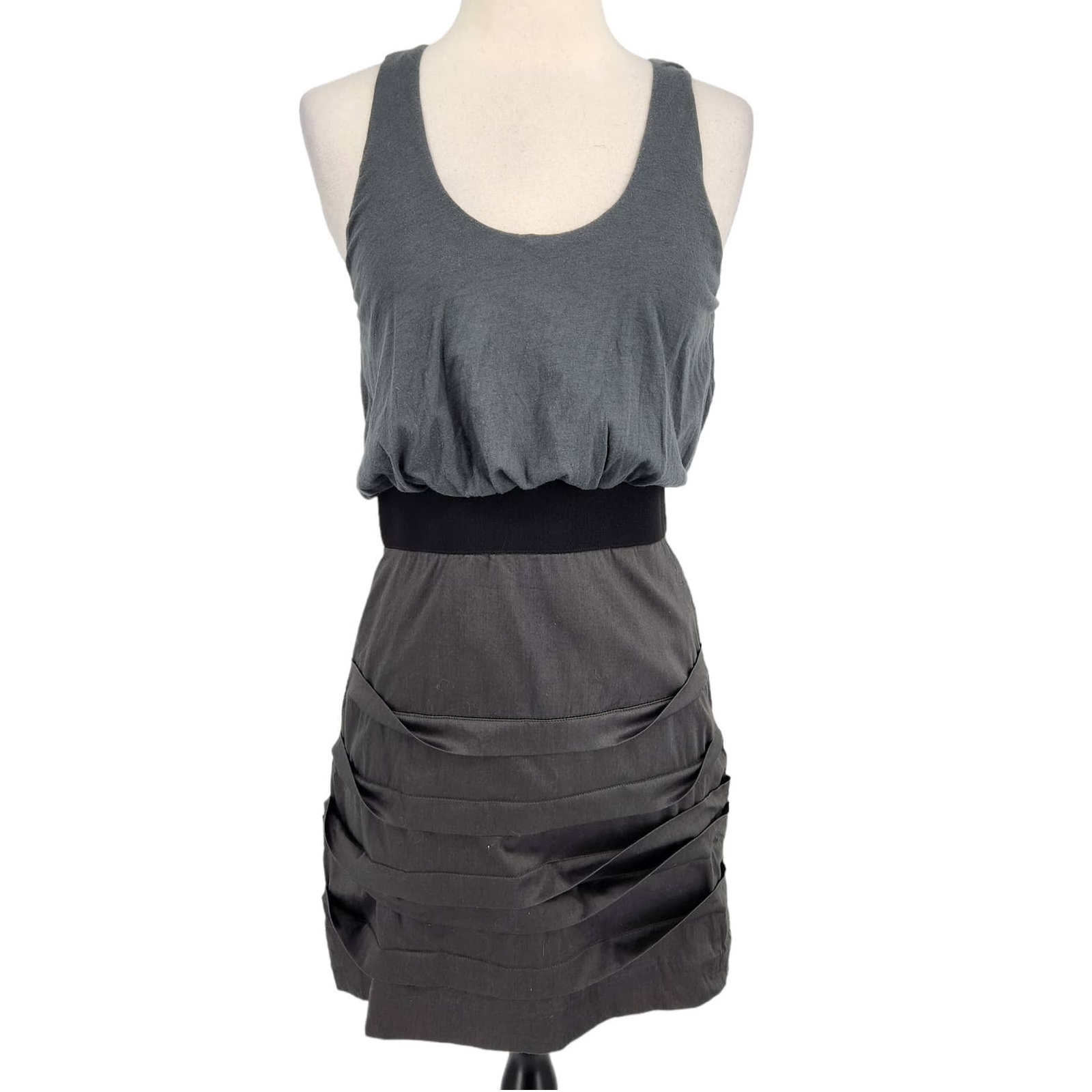 Black Halo Pleated Bandage Tank Mini-Dress